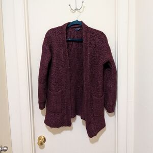 American Eagle Outfitters Maroon Textured Cardigan